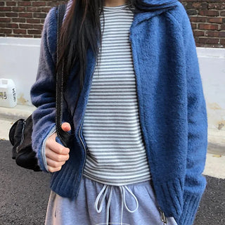 Fomi Striped Fleece Round Neck Long Sleeve T-shirt