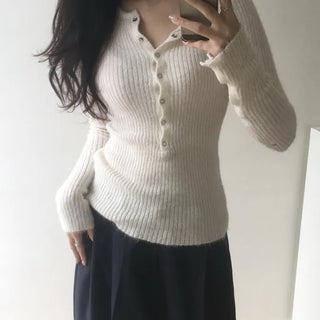 Henley neck loose fit knit