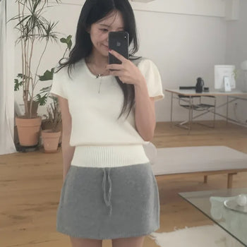 *Wool Blend/Fit Shaped* Planty A-Line Flare Wool Knit Skirt