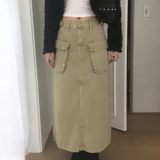Tab pocket long skirt