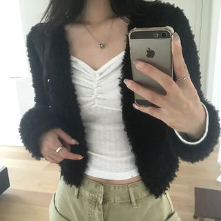 Poodle fur cardigan