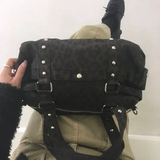 leopard print studded bag