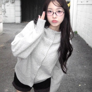 Pure High-neck Hooded Cardigan