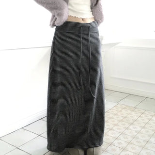 Ando Stripe Low Long Skirt