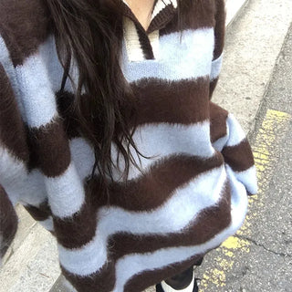 Dua Collar Striped Knit