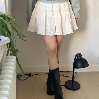 Tiered Suede Elastic Mini Skirt  Corduroy Skorts