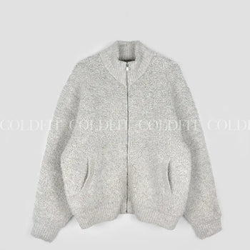 Heavy wool knit zip-up