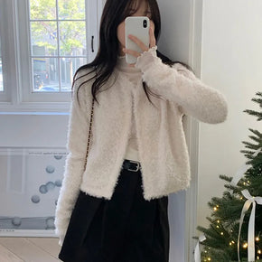 Winter Angora Sherpa Fur Cardigan