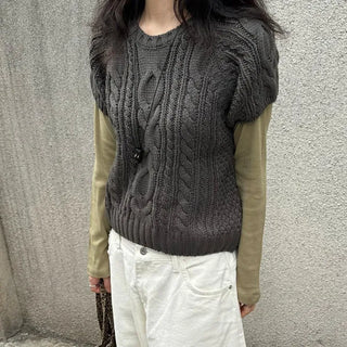 Cable Half Short Sleeve Knit (4 colors)