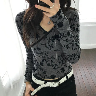 Rose Velvet V Tee