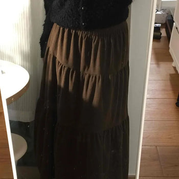 Vintage Mood Tiered Elastic Long Skirt