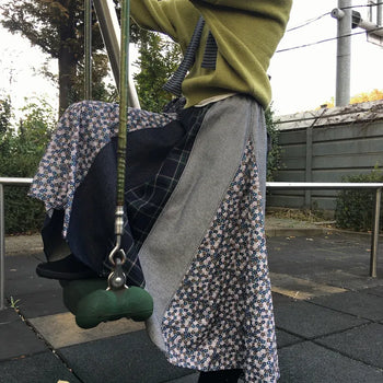 Hagumi flower patchwork long skirt