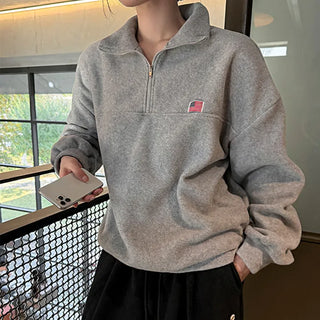 Moving American Flag Fleece Half-zip Sweatshirt