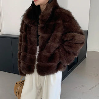 Loose-fit eco-fur jacket