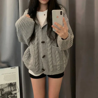 [Super Cute/Cozy..] Winter Duffle Coat Hooded Knit Cardigan