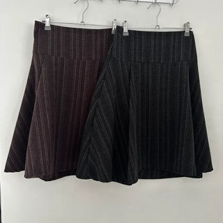 Coats Striped Pintuck Flare Midi Skirt