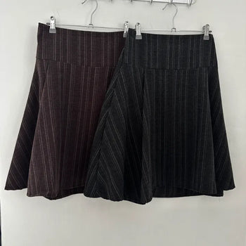 Coats Striped Pintuck Flare Midi Skirt