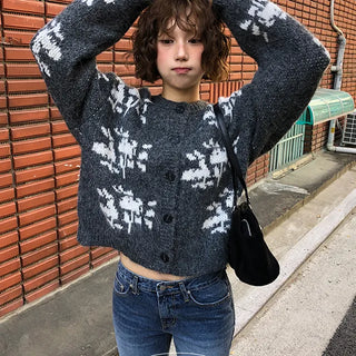 Way Wool Jacquard Thick Cardigan