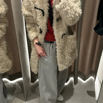 Sherpa Pocket Tteokbokki Half Coat Oversized Sherpa Jumper