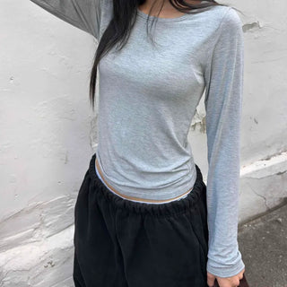 Daily Slim Fit Round Neck Cotton Long Sleeve T-shirt