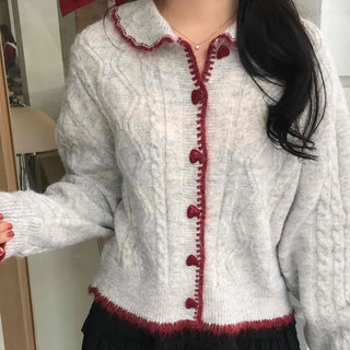 Betty Tweed Collar Cable Knit Cardigan