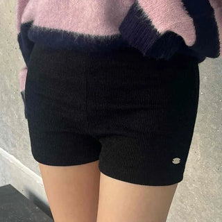 Cozy Knit Slim Fit High-Waisted Shorts