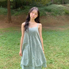Romantic Shirred Sleeveless Maxi Dress