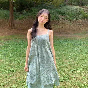 Romantic Shirred Sleeveless Maxi Dress