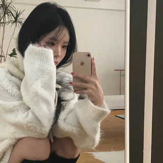 *Hairy/Delicate* Cozy Boat Neck Loose Fit Knit