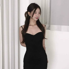 Lovely Heart Neck Shirred Slim Bustier Dress