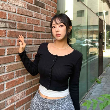 Daily Slim Fit Rib Crop Cardigan
