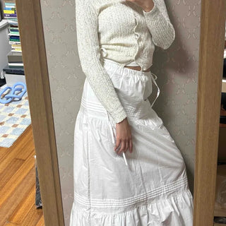 Delicate Fit Vintage Cotton Tiered Frill Long Skirt
