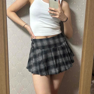 School look check pleated tennis skirt