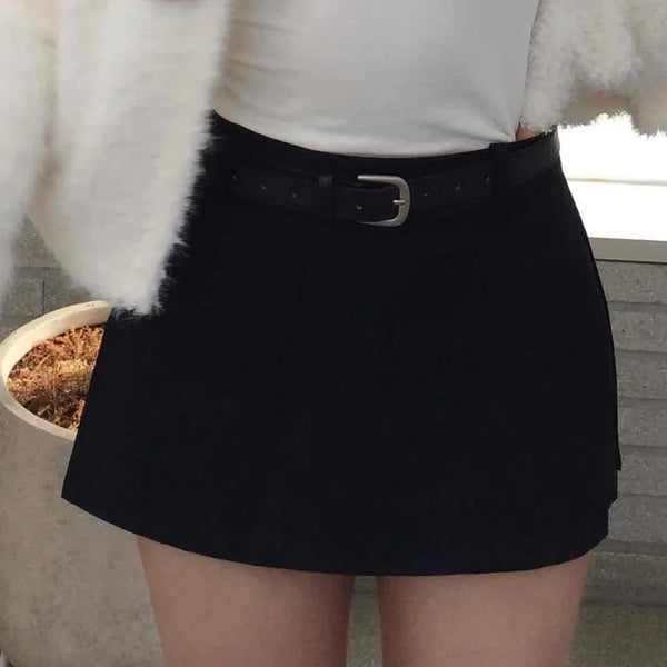 Simple Cozy Western Belt Wrap Mini Skirt