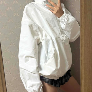 Loose Fit Short Length Half-Zip High-Neck Windbreaker