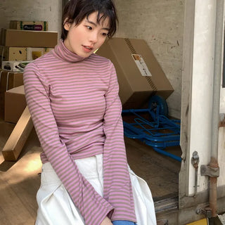 Striped Dear Turtleneck T-shirt