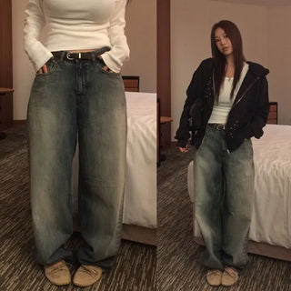 Tris Washed Denim Wide Pants