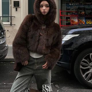 Made. Copenhagen Whole Fox Hooded Fur Jacket