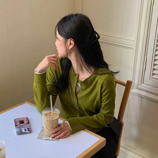 Furniz Round Neck Knit Cardigan