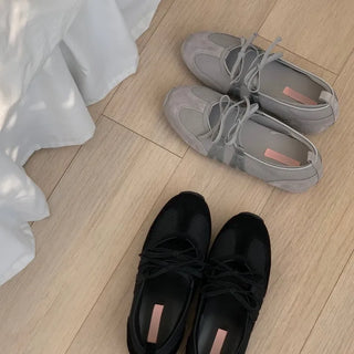Cienne Suede Ribbon Sneakers Platform Shoes