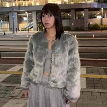 Glam Loose Fit Fur Crop Jacket