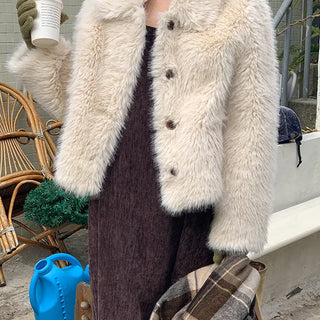 Crinkle Shearling Fur Jacket
