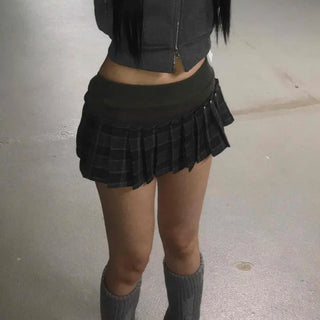 School look tennis check pleated mini skirt