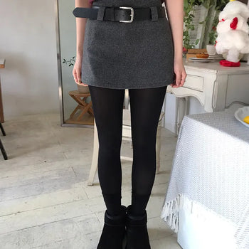Lotion H-Line Mini Skirt Belt Set/Wool Skirt/Daily Skirt/Mini Skirt