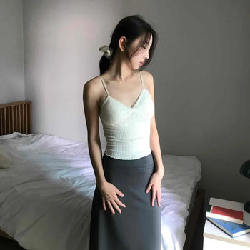 Shearling Bustier Slim Fit Camisole Knit