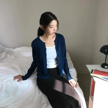 Daily Round Neck Loose Fit Knit Cardigan