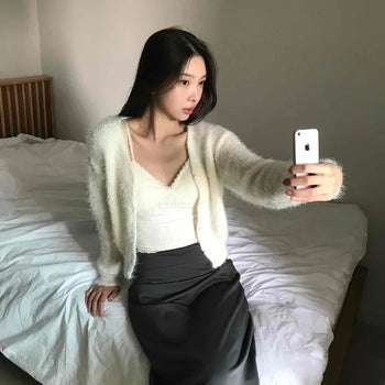 Soft Fudge Angora Bolero Crop Cardigan