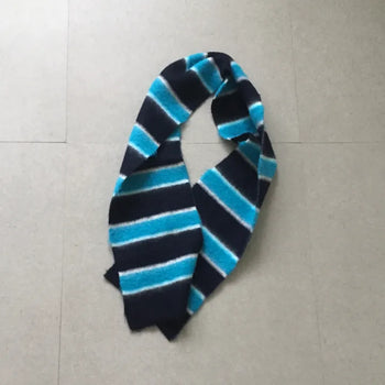 Blue color-block striped scarf