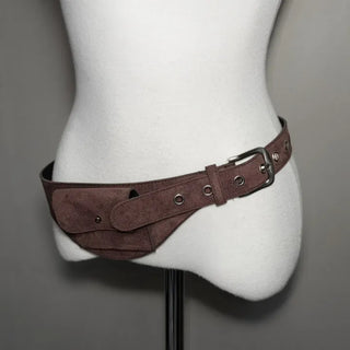 Tory Suede Pocket Eyelet Wide Belt