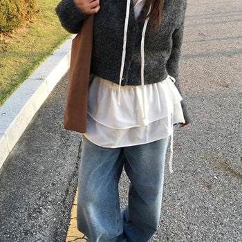Heathered Wool Round Cardigan